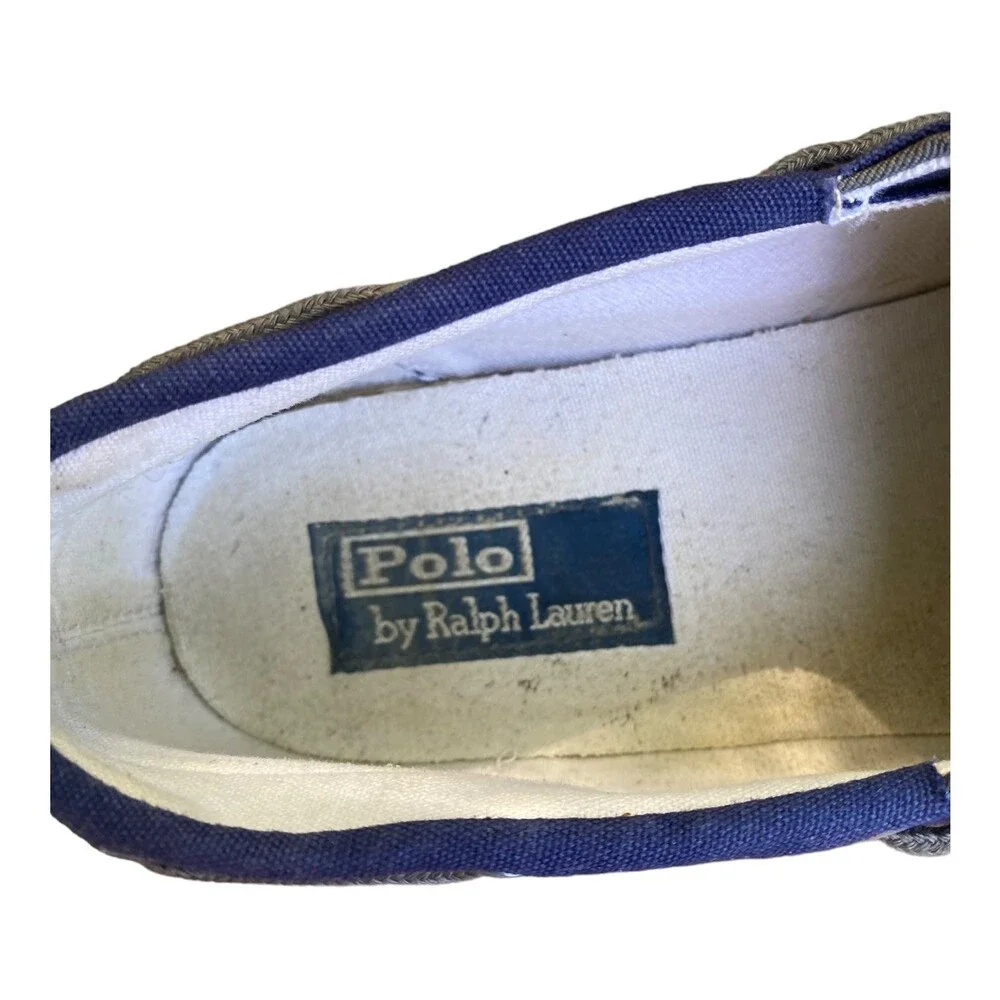 POLO by Ralph Lauren LANDER Men’s 10.5 Boat Shoes Navy Canvas White Trim